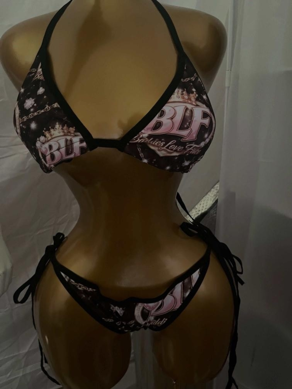 BLF Women’s Black & Pink Logo Triangle Bikini Set